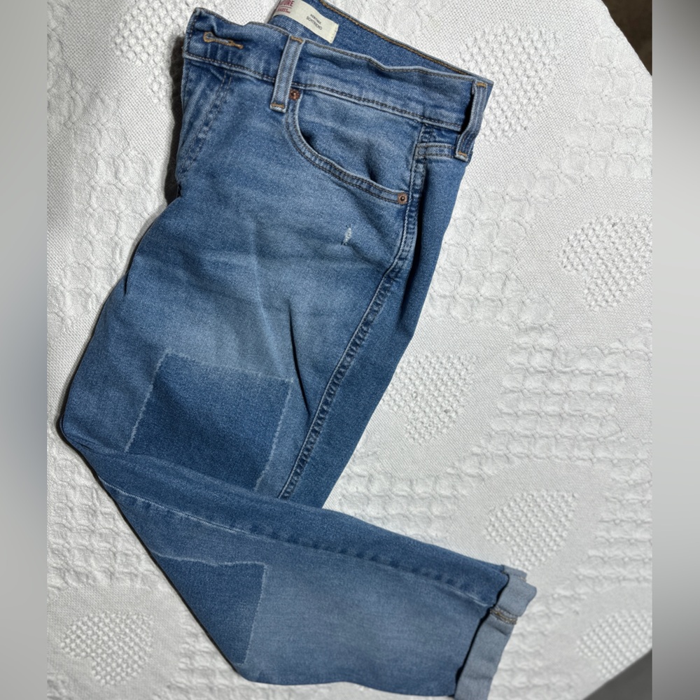Levi's Medium Blue Patchwork Straight-Leg Jeans size 8 W29